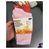 2 pr womens thermal  lined socks pink