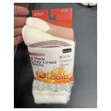 2 pr womens cozy lined socks pinks/ white