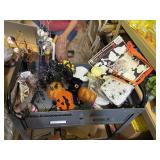 box of halloween and fall decor, pumpkins