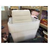 6 storage totes with lids 14'x 20' x 13' tall