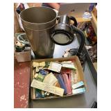 desk lamp,2 waste cans, lot of toiletries