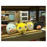 3 squishmallows clip ons & 1 squeezable one