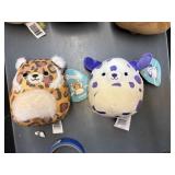 2 squishmallows 5'@ leopard & dog