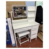 lighted mirror vanity with stool, 34.5' w  x 16'd