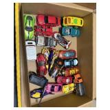 box of toy cars, matchbox and hot wheels