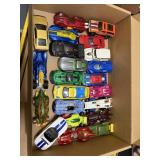 box of toy cars, hot wheels,