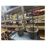 2 brown plastic 11' vegatable pots with cages used
