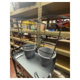 2 gray plastic 11' vegatable pots with cages used