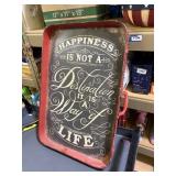 large metal tray HAPPINESS IS NOT A DESTINATION