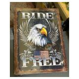 metal sign RIDE FREE motorcycle/eagle 12'x17'