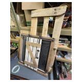 3 wood signs, barn door chalk board, life is too