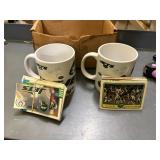 2 jets football mugs, with jetts 1980's90's cards