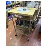 butcher block wire shelf on wheels