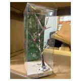 Village Tree - Frosted bare branch 9' w/ cardinals