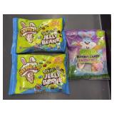 2 pks warhead sour jelly beans, 1 pk sour gummy