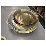 6 pie plates, glass several are deep dish