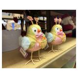 2 felted fabric birds with metal feet 6'tall@