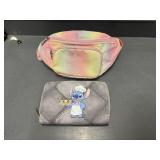 stitch wallet and rainbow fanny pack