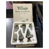 dept 56 Set of 6 small snowy Evergreens village