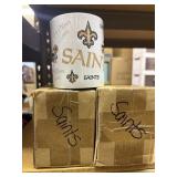 3 new orlean saints football mugs,1 has small chip