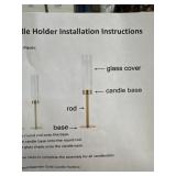 2pc gold candle holder with hurricane glass