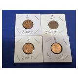 2009 set of lincoln cent coins 1 thru 4