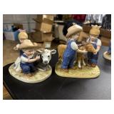 2 Denim Days Kids with Cows Figures