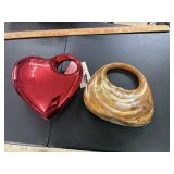 2 hard carry case purses, red heart, rock color