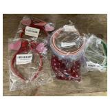 7 headbands 1 maroon colored bow