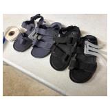 2 pr boys size 11 strap sandals 1black, 1 blue