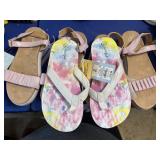 3pr big girls size 2 sandals & flip flops dusty