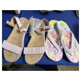 2pr big girls size 3 sandals &flip flops dusty