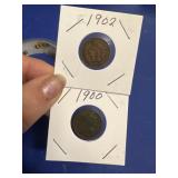 1900 1902 INDIAN HEAD CENT COINS