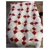 Red Diamond pattern quilt 85' x 74' handmade