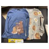 (2) 5T Breakfast theme long sleeve PJ shirts