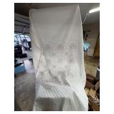 White & Pink floral Cross-stitched bedspread