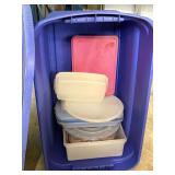 large tote & lid with of tupperware containers