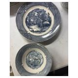 Currier & ives Serving Bowl & Serving Plate
