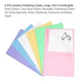 6 pk polishing cleaning cloths for jewelry, metals