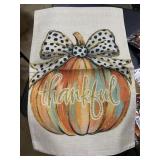 Garden Flag Fall Pumpkin w/ cow print bow 12x18'