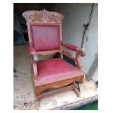 Padded oak platform rocker