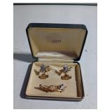 Cuff links and tie clip