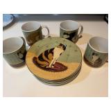 Set Of Four Cat Plates And Cups