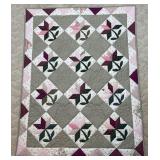 Burgandy & Pink Flower Quilt