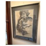 Young Child Drawing, Framed