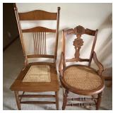 2 Woven Cane Seat Chairs