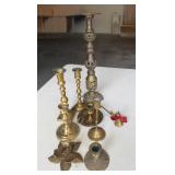 Misc. Brass Candlesticks & Snuffer