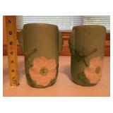 Weller Pottery Matte Green Vases