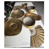 Vintage Brass Bowls, Fan & Trays