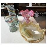 Art Glass Pieces And One Fluted Vase